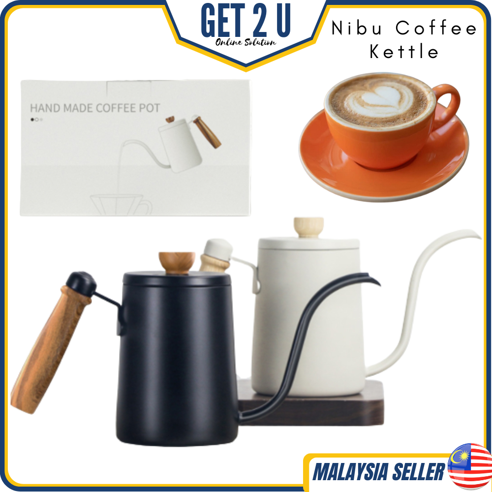 Nibu Coffee Kettle Wooden Handle Gooseneck Kettle for Pour Over Drip