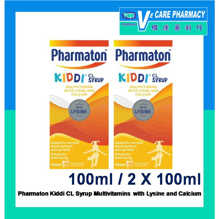 Pharmaton Kiddi CL Syrup Multivitamins with Lysine and Calcium 100ml ...