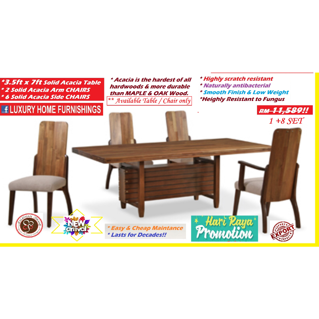 Premium Quality Antibacterial ACACIA WOOD DINNING SET (Hardest of All