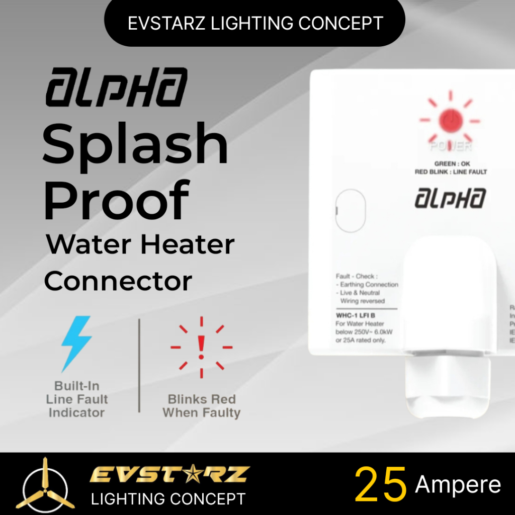 Alpha WHC1 LFI B Splash Proof Water Heater Connector With Line Fault