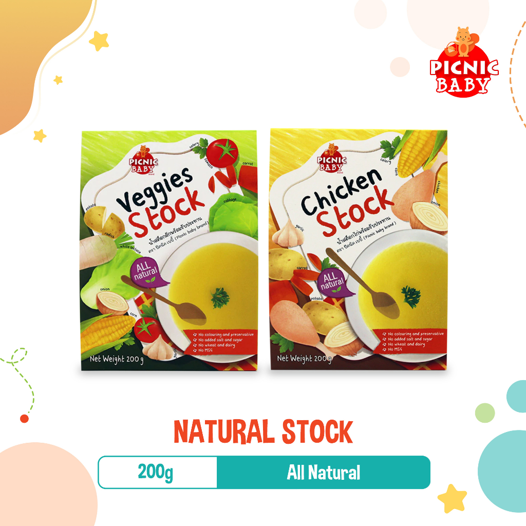 Picnic Baby Halal Natural Stock (200g), 2 Flavors (Chicken, Veggies
