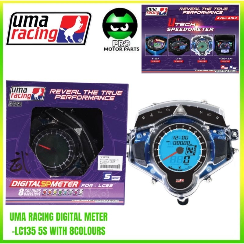 UMA RACING METER ASSY SP METER LC135 5S DIGITAL VERSION WITH 8 COLOUR ...