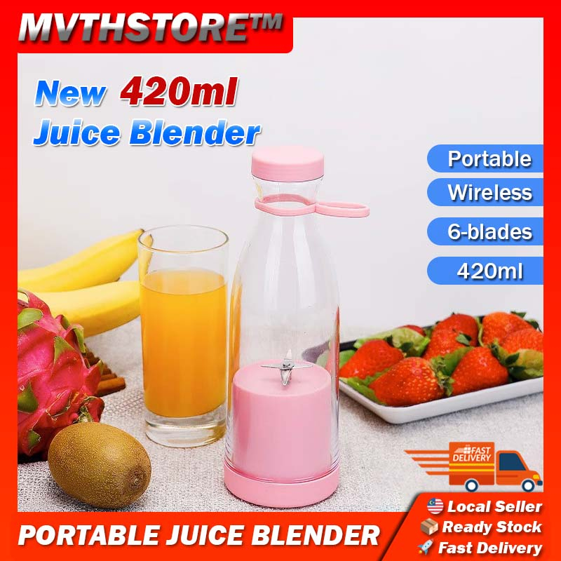 New Juice Blender 420ml 6 Blade Wireless Battery Powered Juice Blender