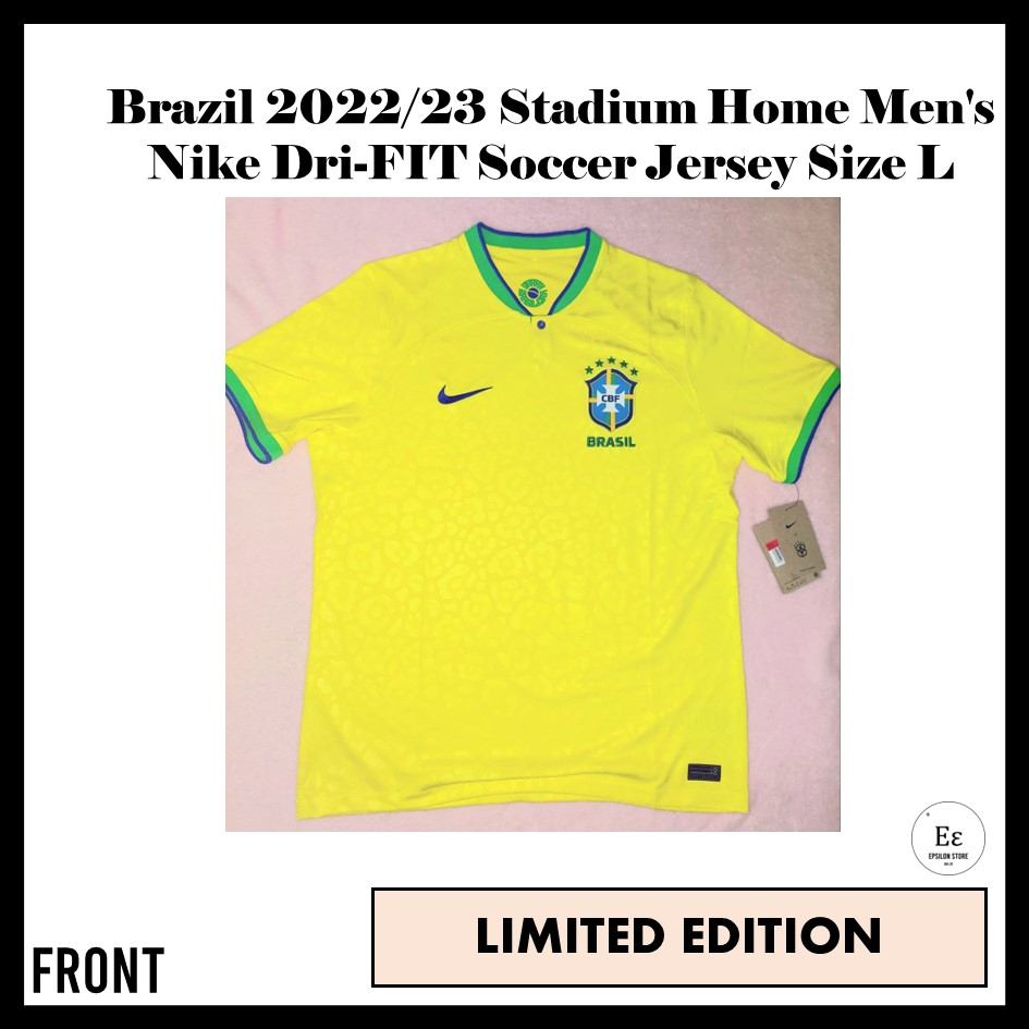 Brazil 2022/23 Stadium Home Men's Nike Dri-FIT Soccer Jersey.