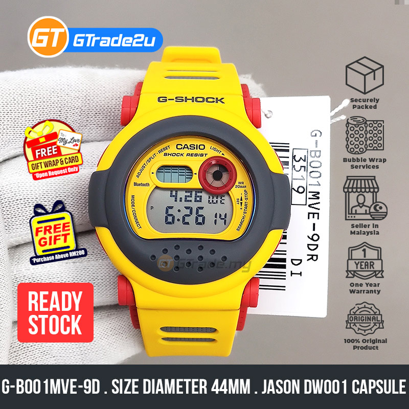 Original G Shock Jason G B001MVE 9D GB001MVE 9D Digital Jason DW001 Capsule Watch Yellow Grey Resin Band READY STOCK Shopee Malaysia