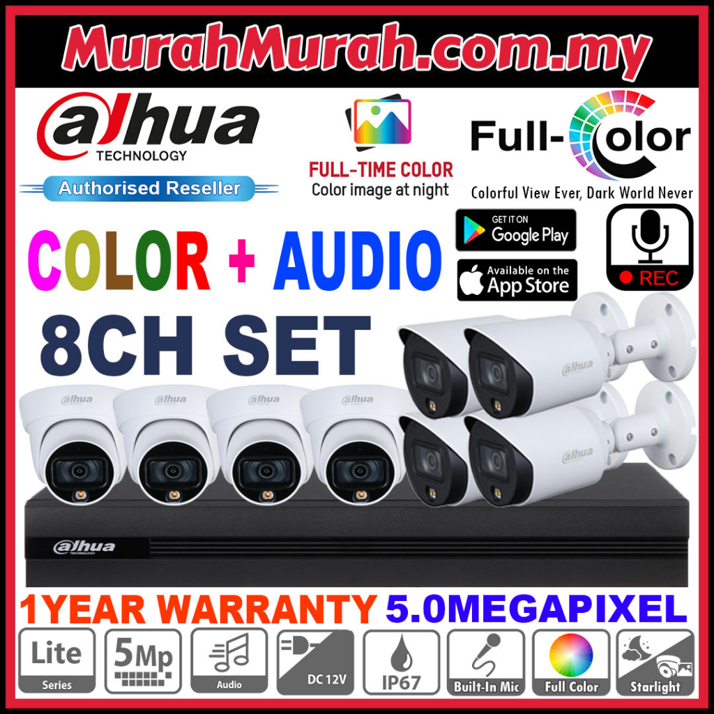 Dahua COLORVU Full Time Colour Audio 8-CHANNEL Package CCTV