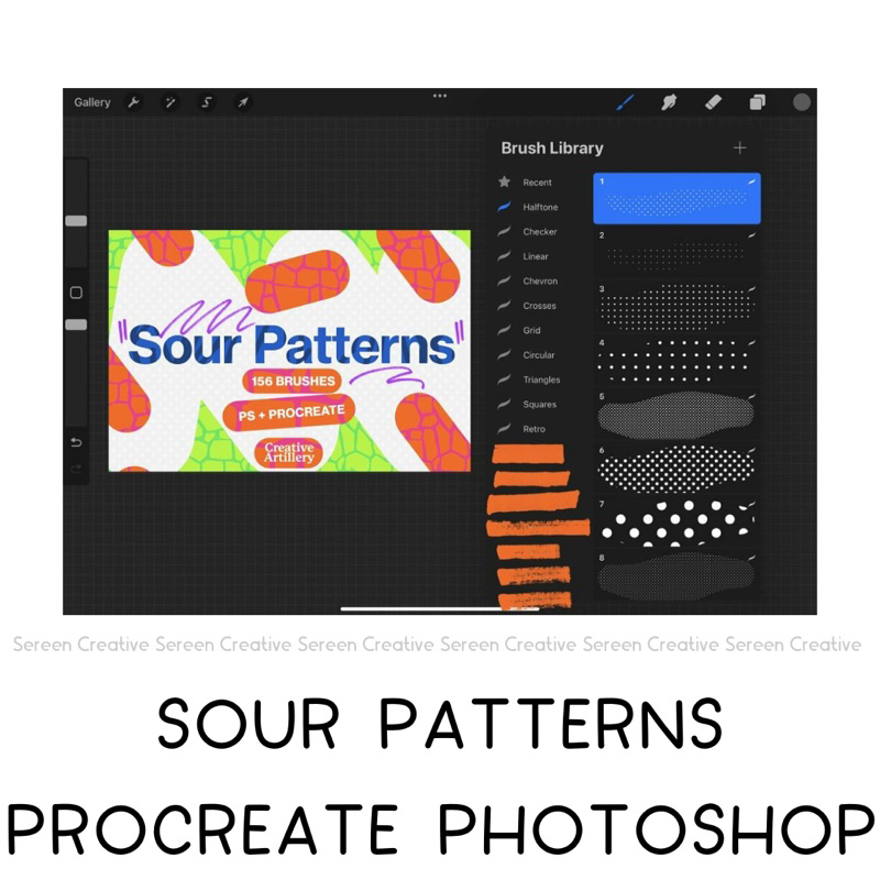 P449 Sour Patterns Brush + Procreate (Halftone, checker