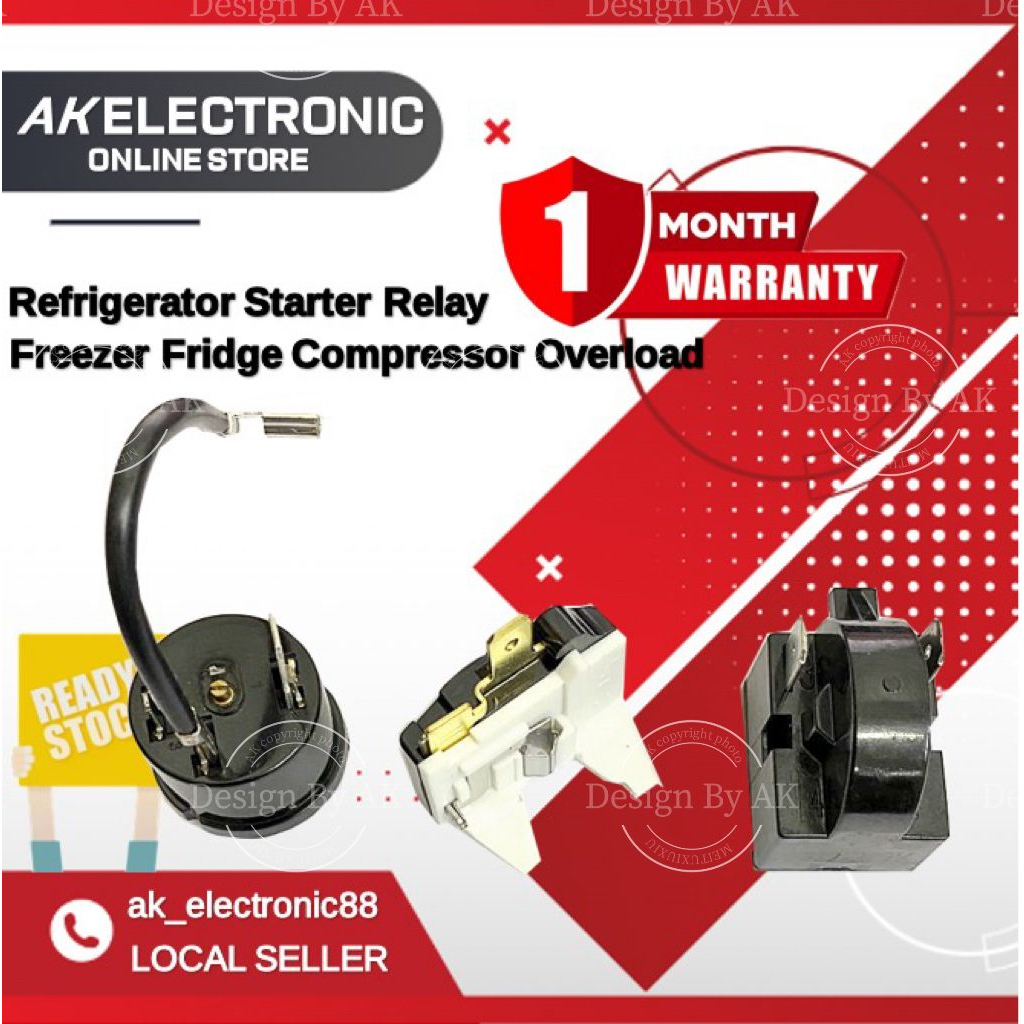Refrigerator Starter Relay Freezer Fridge Compressor Overload PTC 2Pin