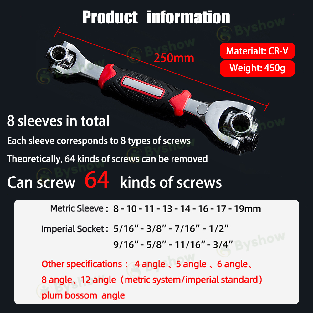 【Byshow】52 in 1 Multi Torque Wrench Double-Headed 360-Degree Rotating ...