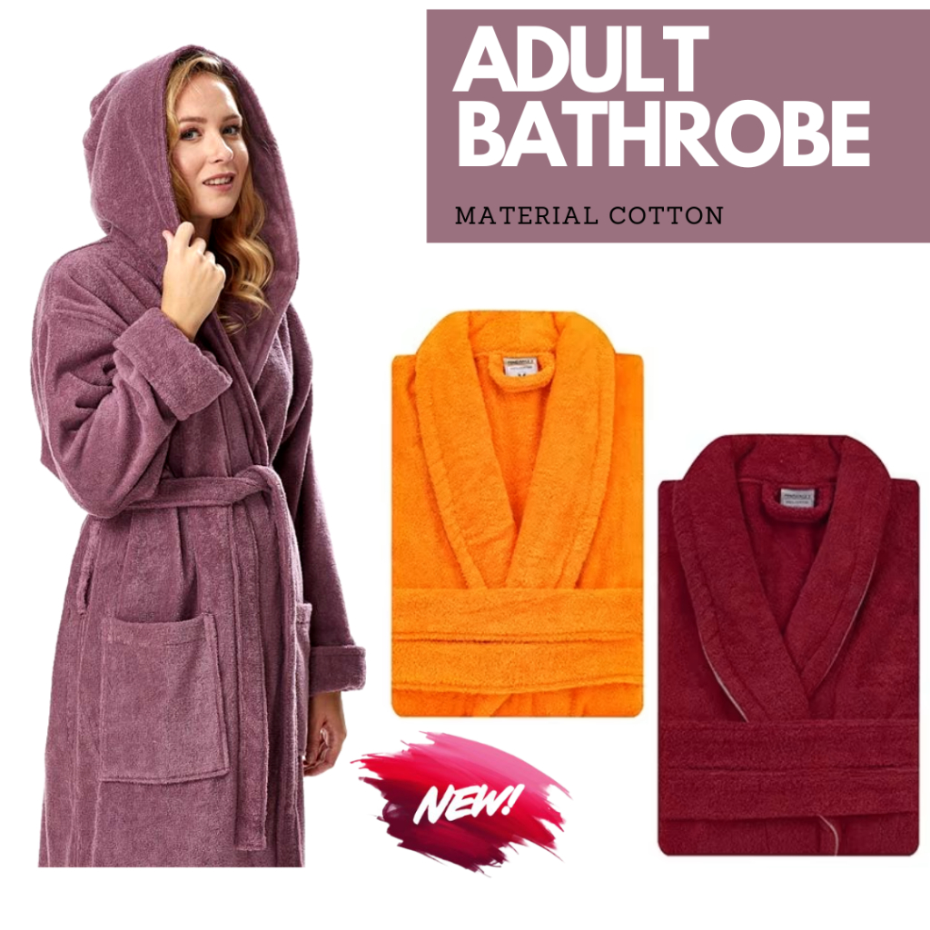 Bathrobe Hotel Dewasa Material Cotton Jubah Mandi Adult Serap Saiz L XL