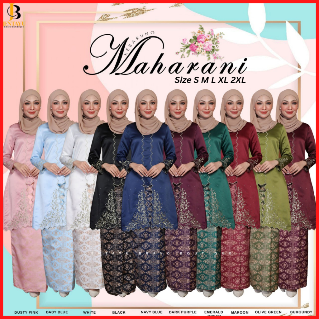 Baju Kebarung Modern Sulam Maharani Fatimah Romeesa Kebaya Labuh Moden Songket Raya Tunang