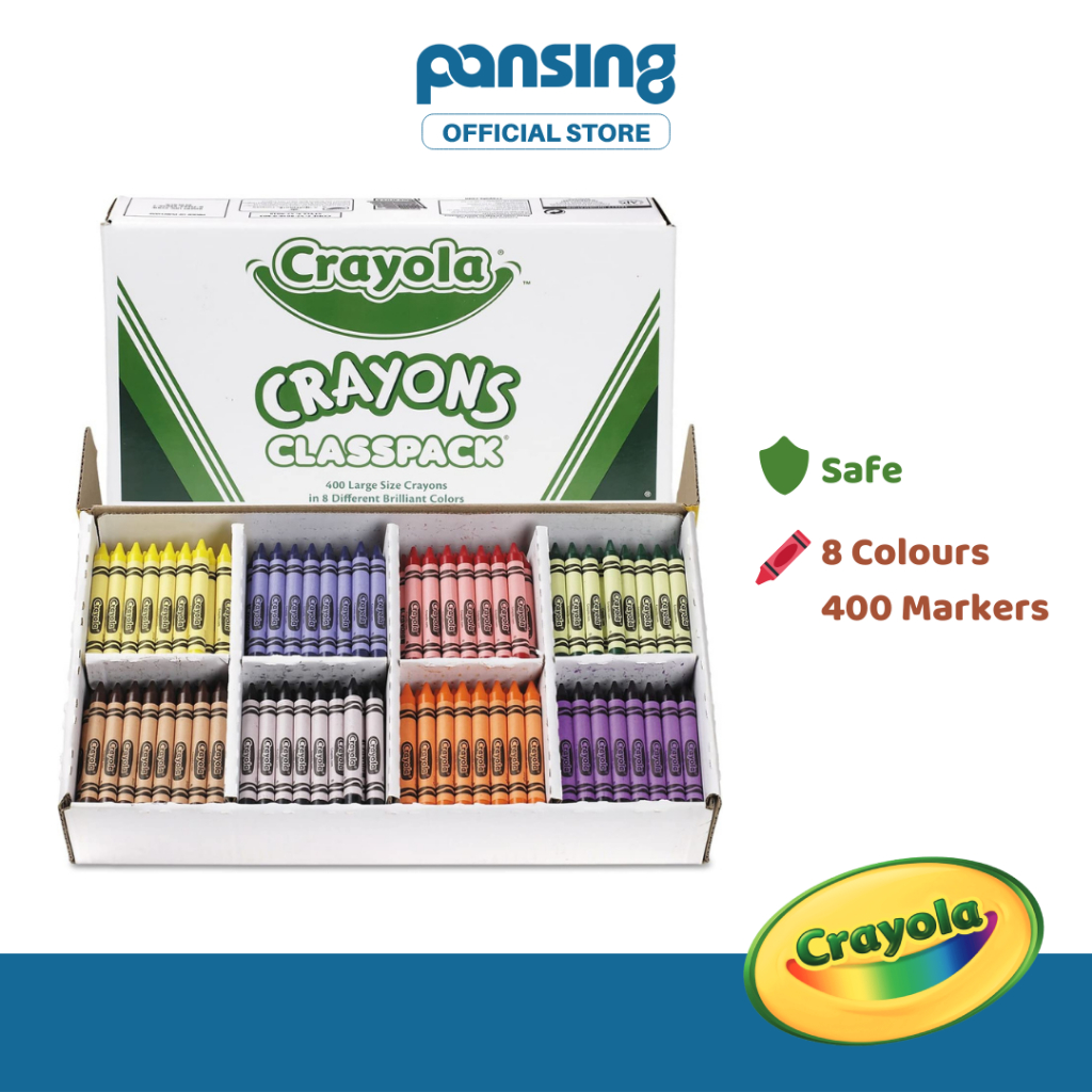 (NEW) Crayola Classpack 8 Colours Large Crayons (400 count) For