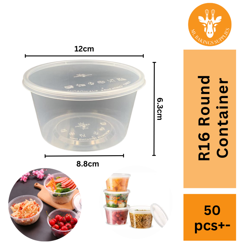 [READY STOCK] 16oz/R16 Round Food Container/ Disposable Plastic Food ...