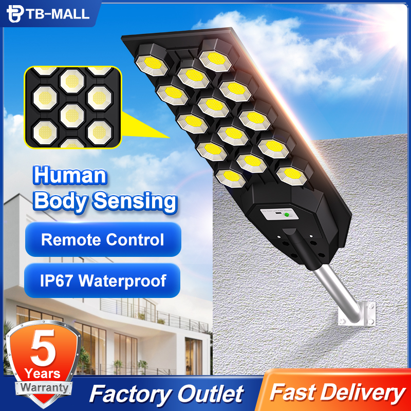 1000W Solar Street Lights Outdoor Light Remote Control Waterproof Solar