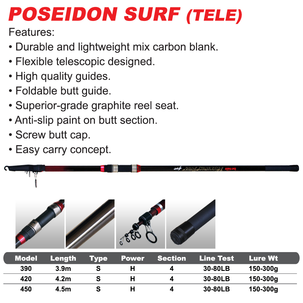 banax telescopic fishing rod Poseidon Reaction Tackle Telescopic Carbon Spinning Rod  collapses to a fraction of its length for easy travel and backpacking New Arrival 2018 @ Banax