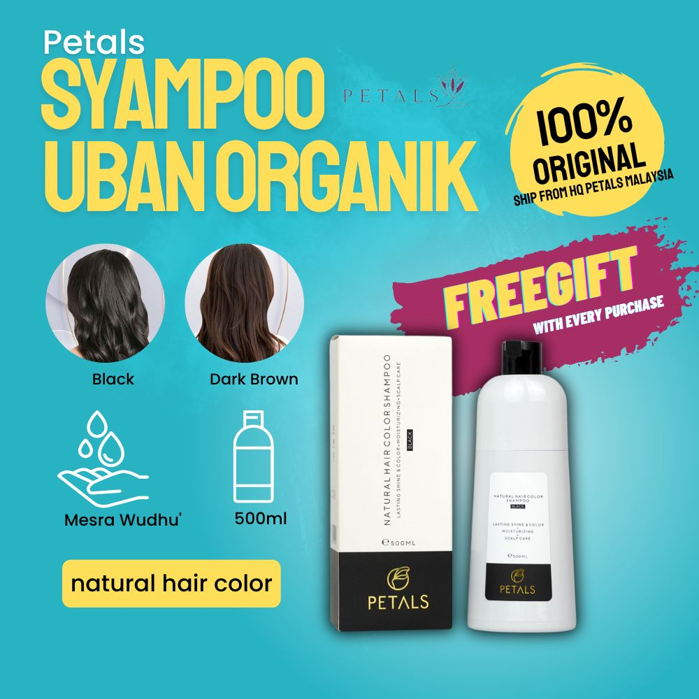Petals Hair Color Shampoo Hilangkan Warna Rambut Uban Grey Hair Syampoo Inai Hitamkan Rambut
