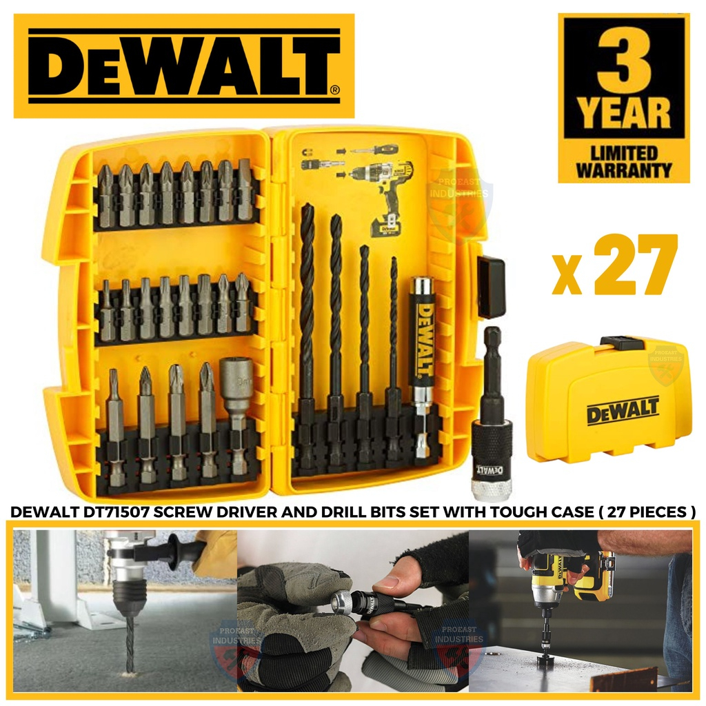 DEWALT 27 PIECES SCREW DRIVER AND DRILL BITS SET WITH TOUGH CASE
