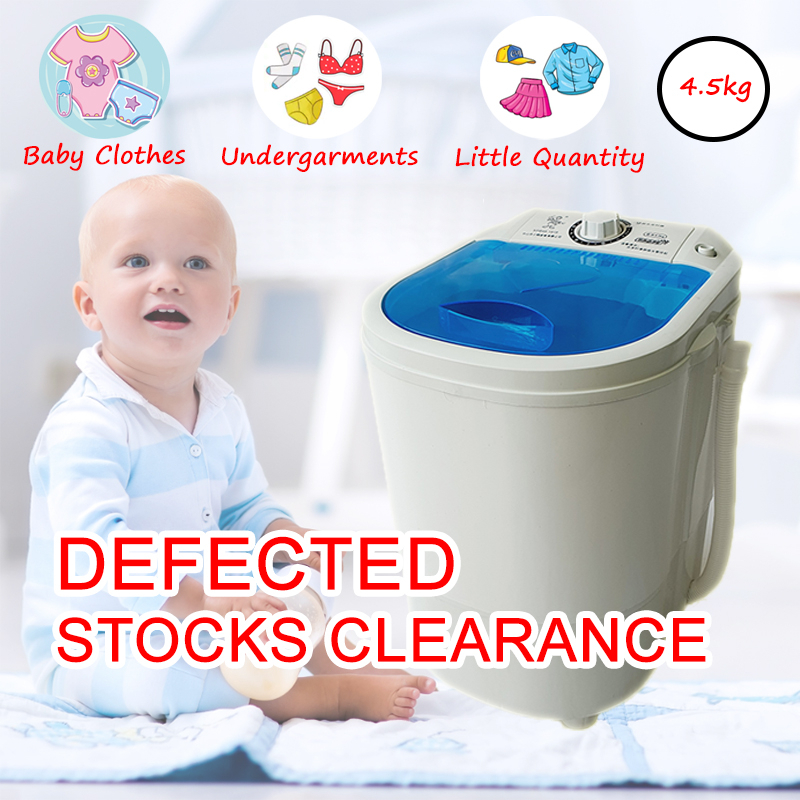 (DEFECTED) 4.5kg Semi Auto Mini Washing Machines Baby Clothes Small