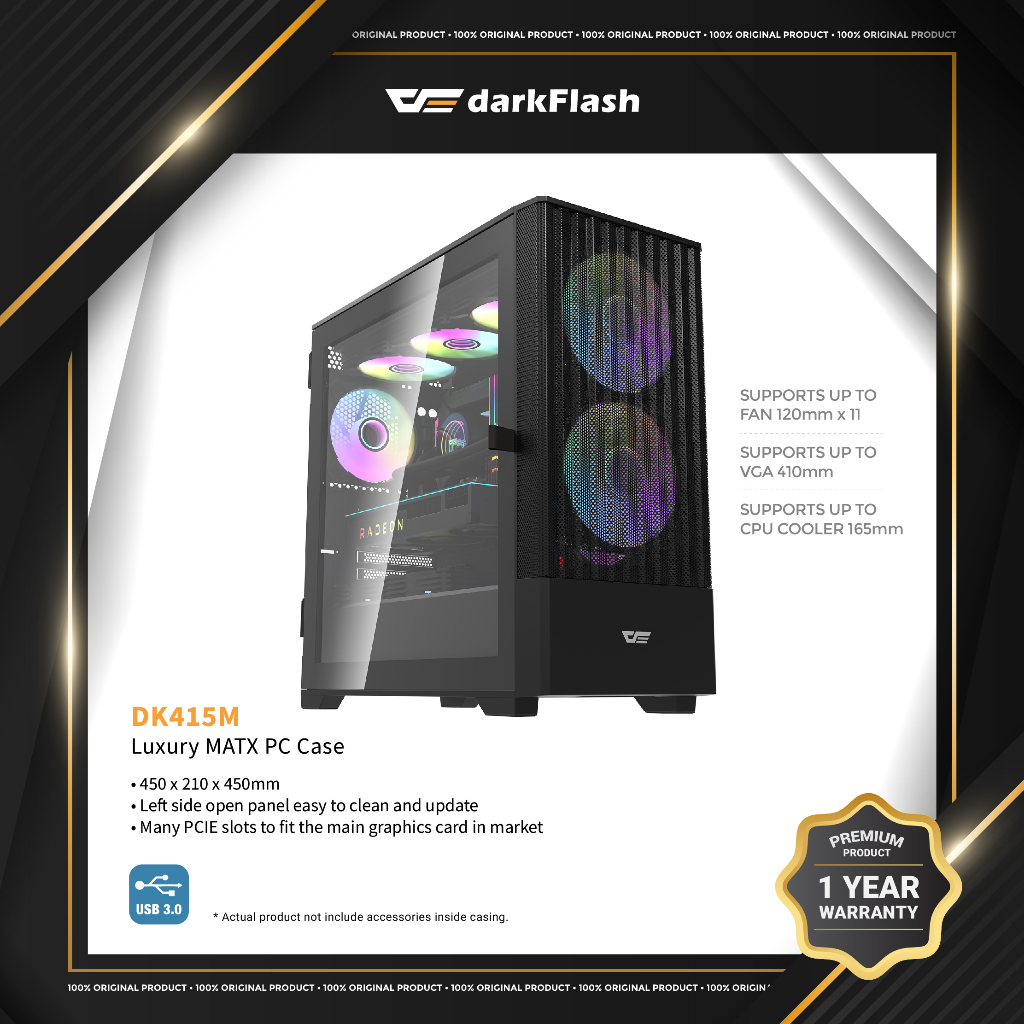 darkFlash DK415M Micro ATX Mesh Gaming Casing - Black | Shopee Malaysia