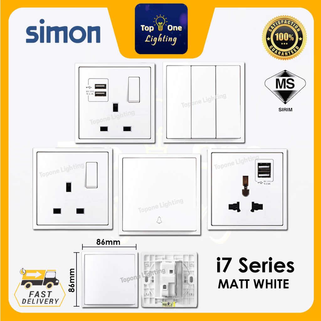 Simon I7 Series Switch / Switches & Socket Outlet (MATT WHITE) | Shopee ...