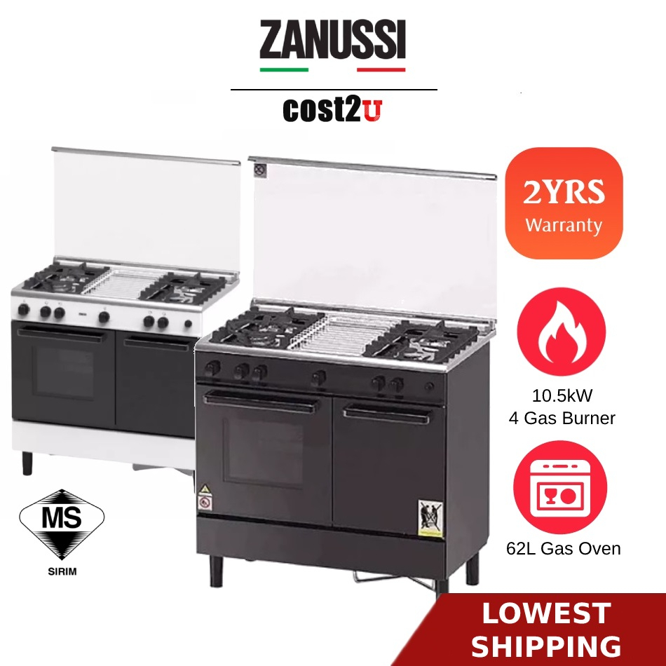 Zanussi Freestanding Gas Cooker 4 Gas Burner & 62L Gas Oven ZCG940W