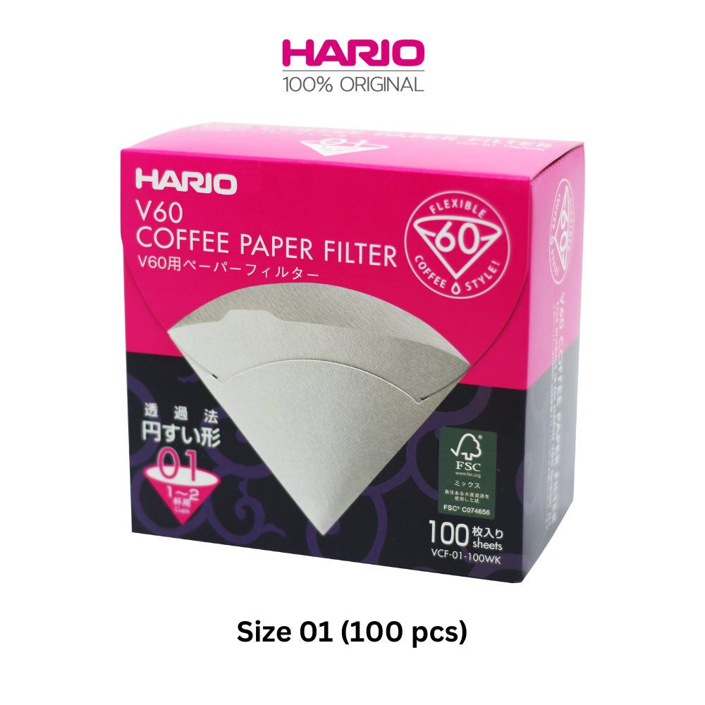 HARIO V60 Filter Paper Size 01 or 02 (White / Natural ) 40 or 100 pcs