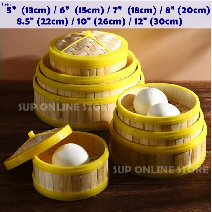 Bamboo Steamer Basket / Dim Sum / Bakul Pau / Pengukus Pau / Yellow