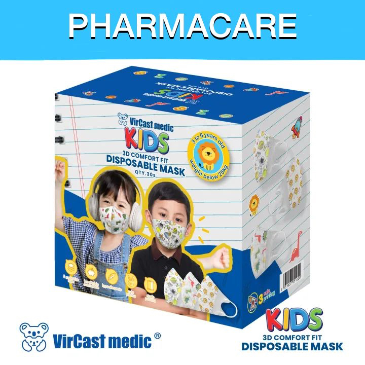 Vircast Medic Kid 3D Mask (30 Pcs/Box) (3-6 Years Old) | Shopee Malaysia