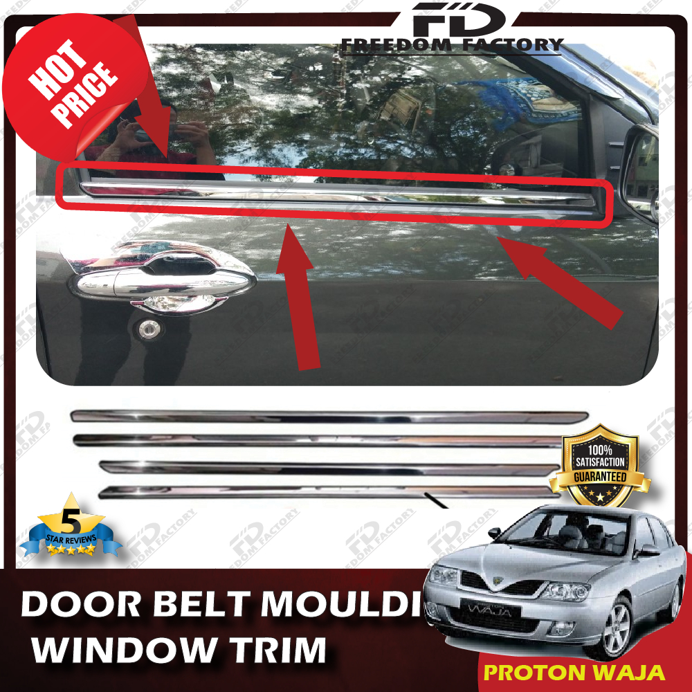 (4 Pieces/Set)PROTON WAJA CHROME Door Belt Moulding / Window Trim