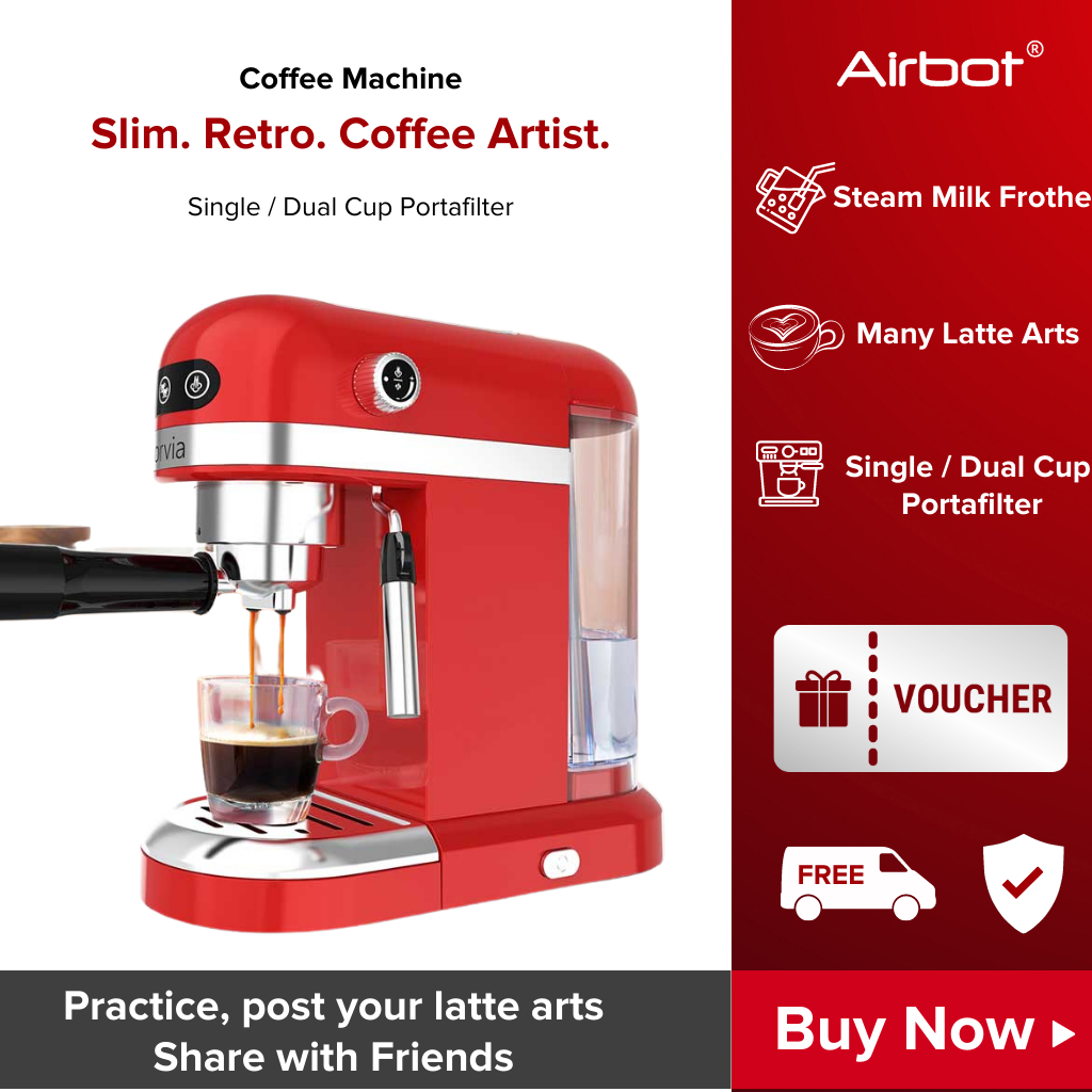 Norvia Airbot Coffee Machine Retro Design Ultra Slim Compact CM8000 ...