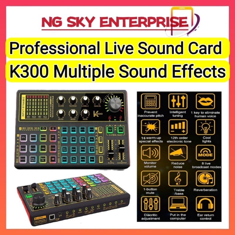 Professional Live Sound Card External Voice Changer Audio Mixer Kit