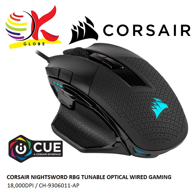 CORSAIR NIGHTSWORD RGB TUNABLE OPTICAL WIRED GAMING MOUSE FPS/MOBA 8 ...