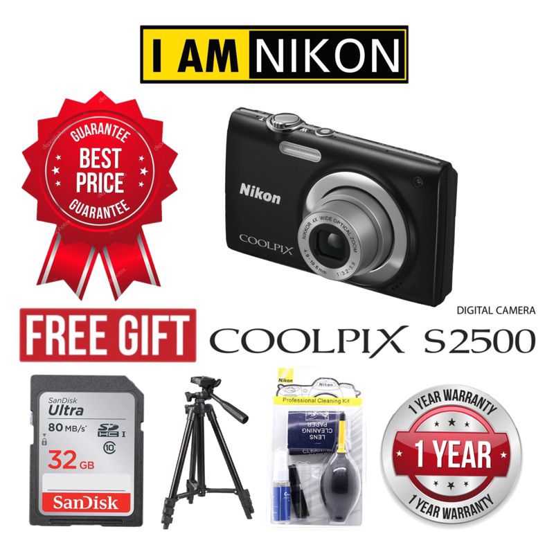 Nikon Coolpix s2500 digital compact camera original free 32gb/Nikon