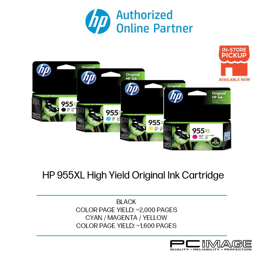 HP 955XL Original Ink Cartridge - Black/Cyan/Magenta/Yellow | Shopee ...