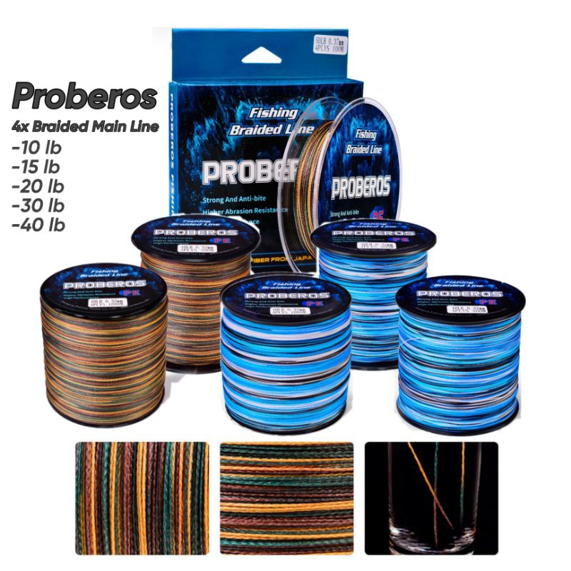 PROBEROS Fishing Line 300m 4 Strands PE Braided Tali Benang