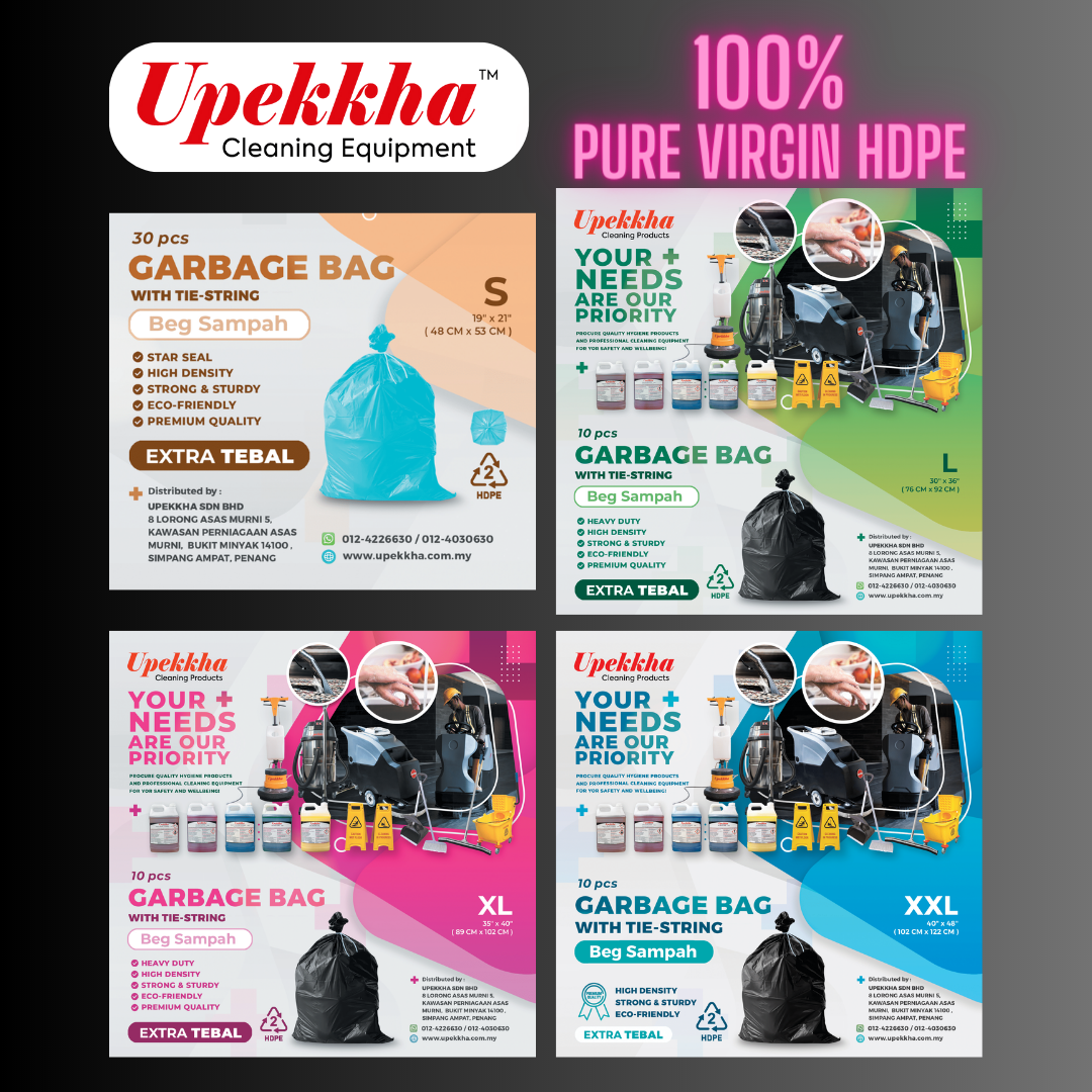 (Bulk Purchase) Upekkha (S,L,XL,XXL) Garbage Bag 100 Pure Virgin HDPE