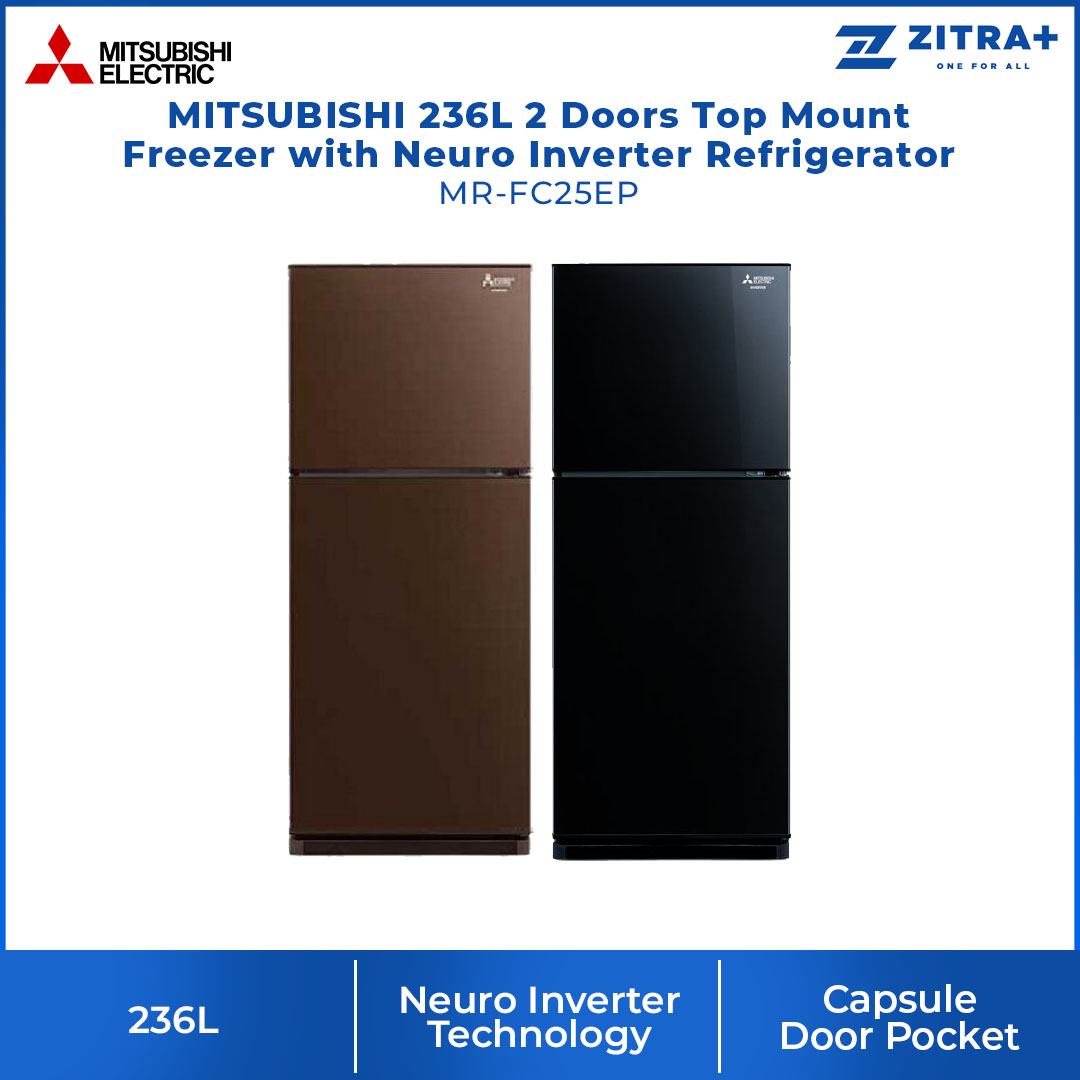 MITSUBISHI 236L 2 Doors Top Mount Freezer with Neuro Inverter