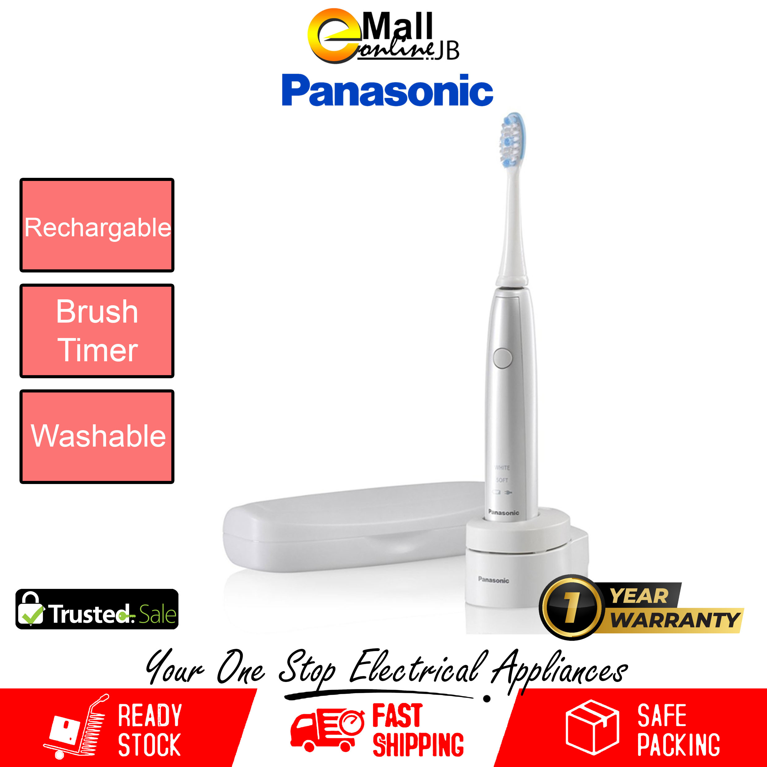 Panasonic EWDL82W751 Rechargeable Stain Care Sonic Vibration Toothbrush Shopee Malaysia