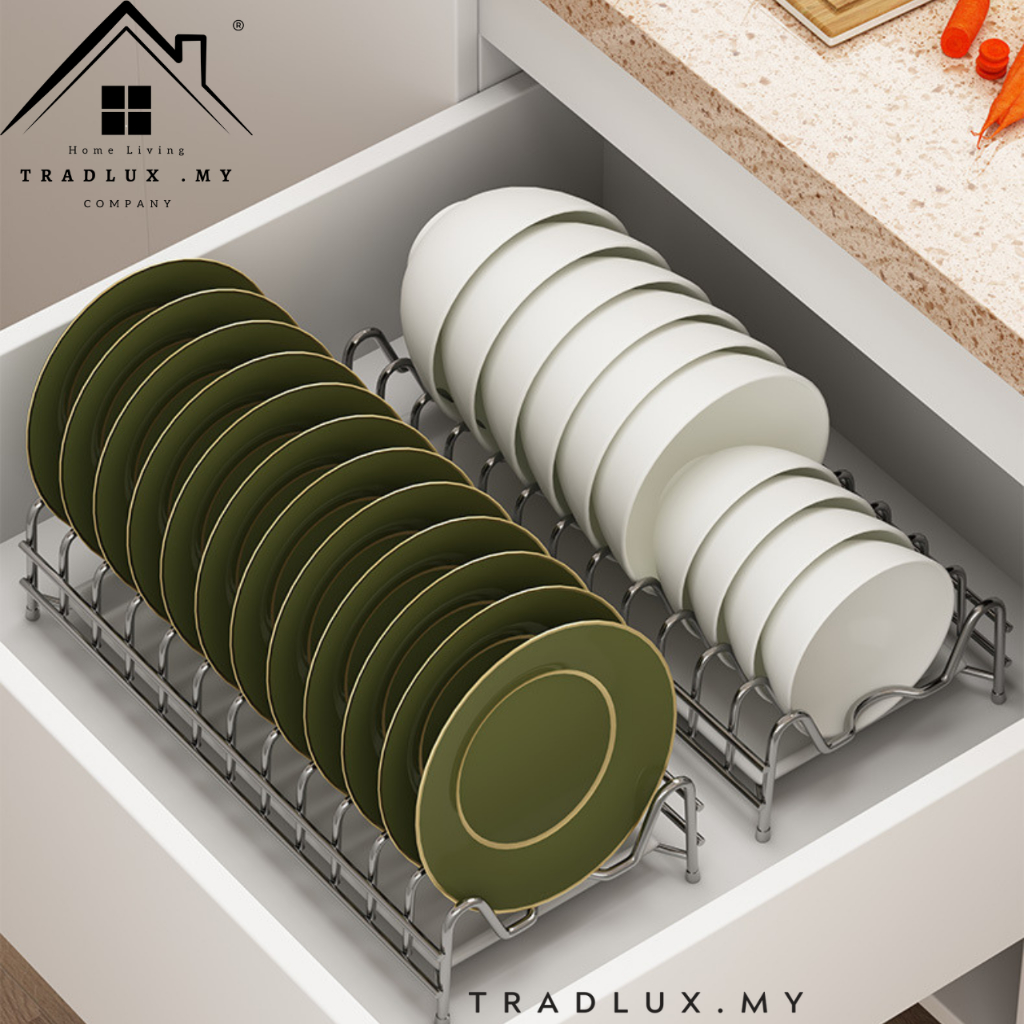Dish Drying Rack Drawer Storage Shelf, Tableware Bowl Plate Holder with ...