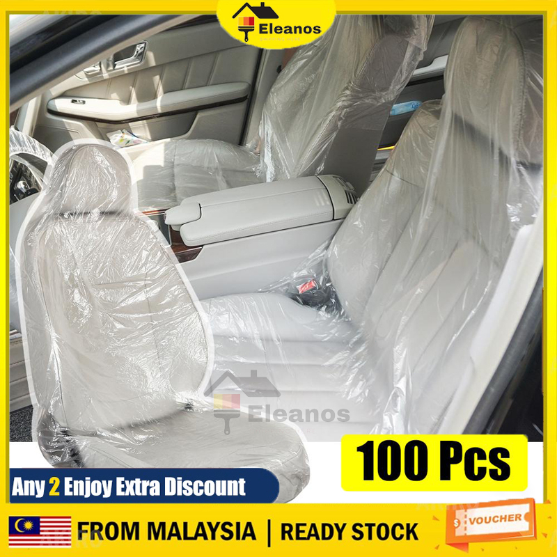 READY🔥100Pcs Disposable Car Seat Cover Car Plastic Seat Cover Universal  Plastic Dust Seat Cover Waterproof For Myvi BMW