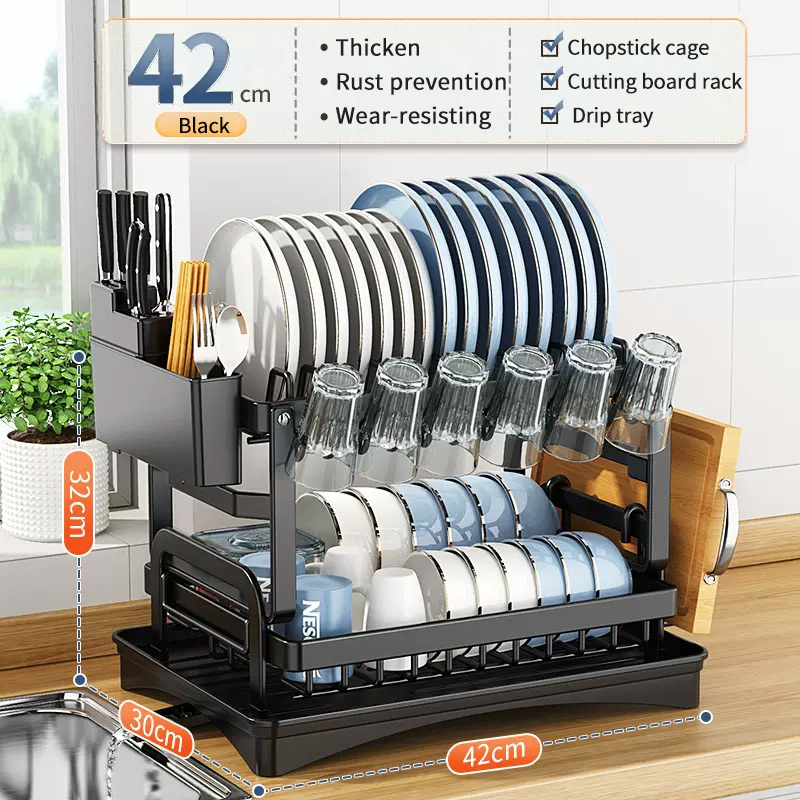 Rak Pinggan Stainless Steel Dish Rack Rak Sinki Dapur Storage Rack Kitchen Dish Drainer Rak 8178