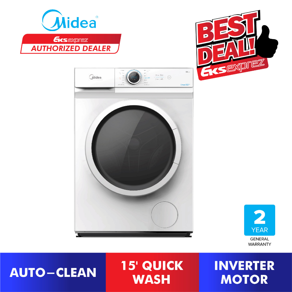 Midea Front Load Washing Machine MF100W75 (7.5kg) , MF100W85 (8.5kg) , MF100W95 (9.5kg) Shopee