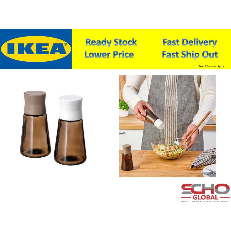IKEAHALVTOM Salt and pepper shakers, glass/brown, 12 cm Shopee Malaysia