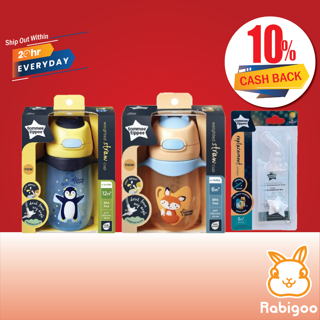 [CASHBACK 10] Tommee Tippee Weighted Straw Cup 240ml / 300ml (6m