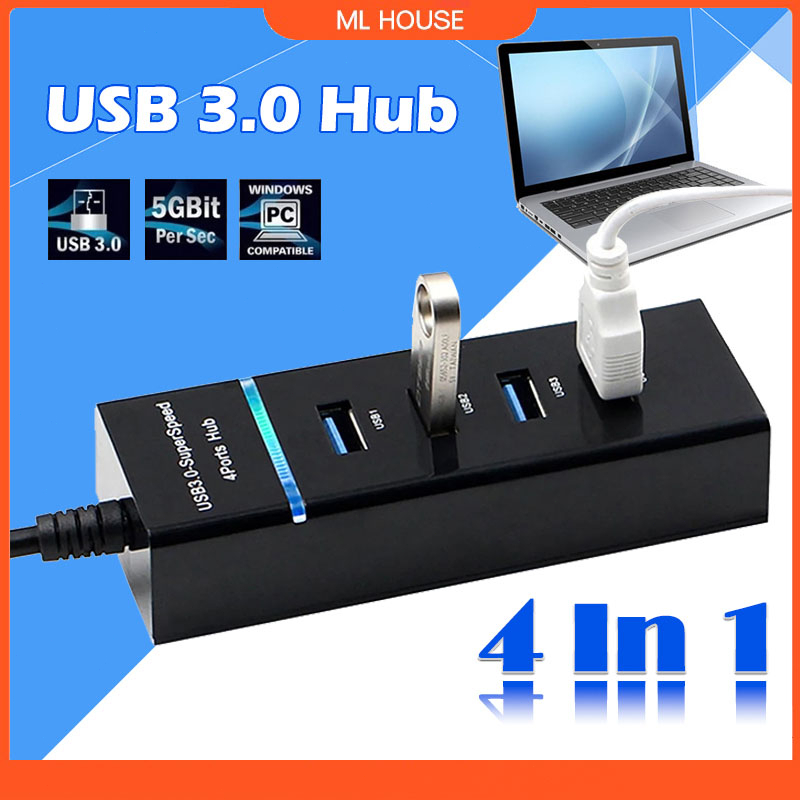 USB Hub 3.0 4 Port Hi-Speed Hub Splitter 5Gbps Peripherals for ...