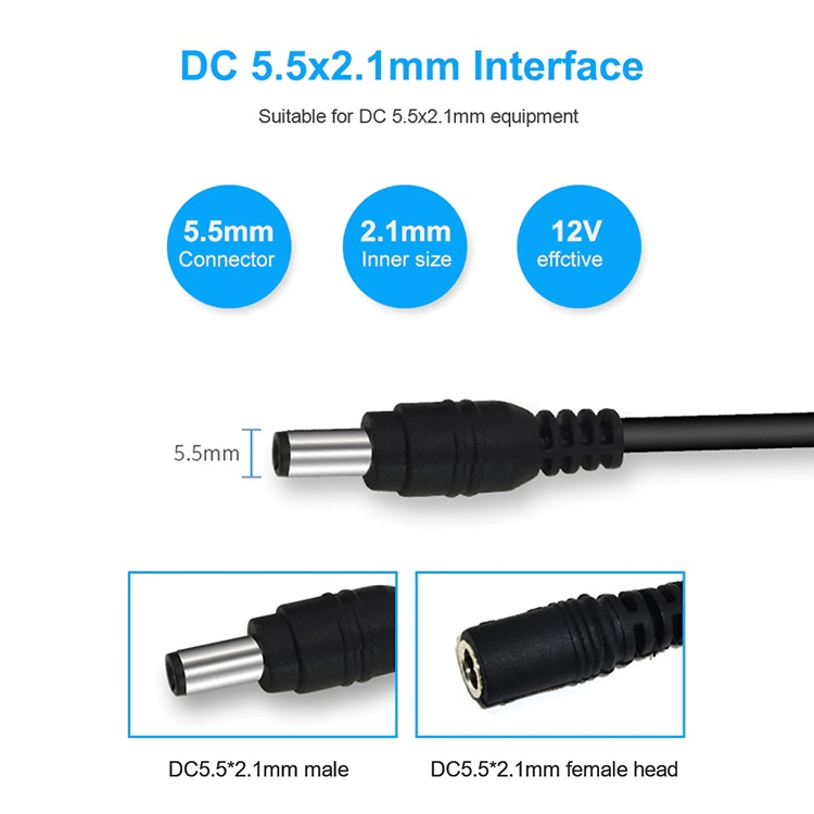 South Ocean DC Power Extension Cable Jack Socket To Male Plug For CCTV ...