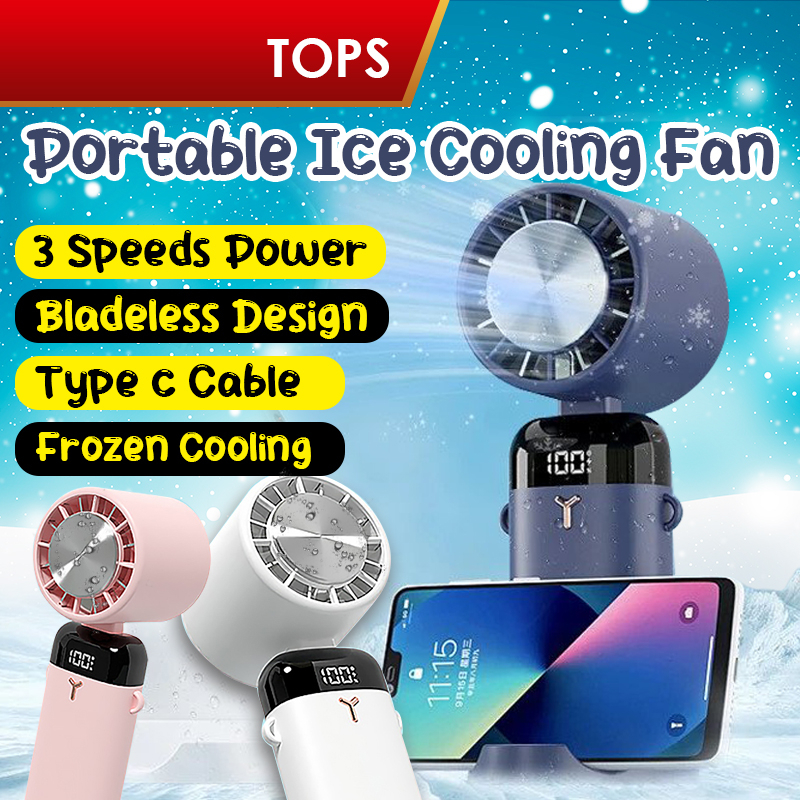 Portable Handheld Fan LED Display 90 Degree Adjustable Desktop ...