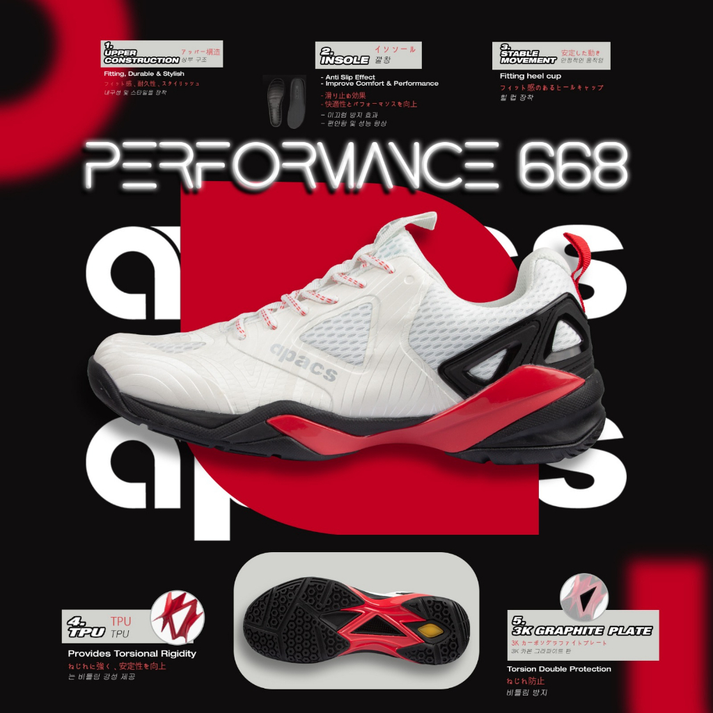(RACKET+SHOES PROMO) APACS FEATHER WEIGHT 100+PERFORMANCE 668 SET Shopee Malaysia