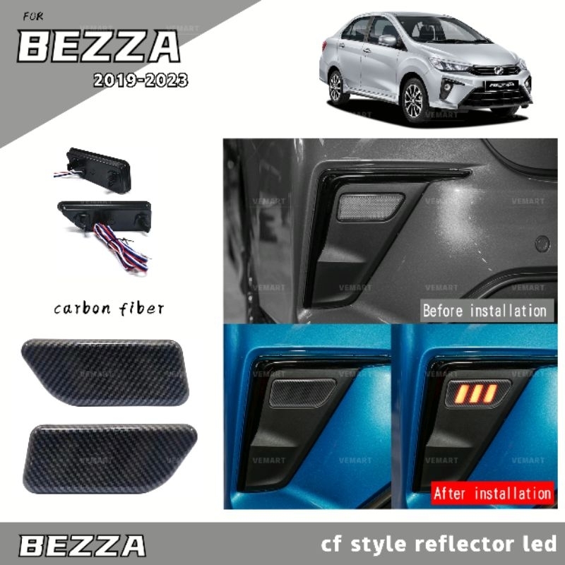 Vemart perodua bezza rear bumper reflectors led lamp accessories carbon ...
