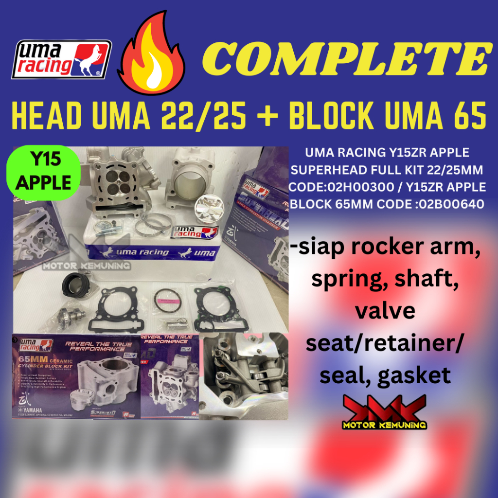 UMA RACING Y15ZR APPLE SUPERHEAD Y15 FULL KIT 22/25MM CODE:02H00300 ...